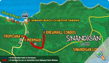 Map over Sabang Beach